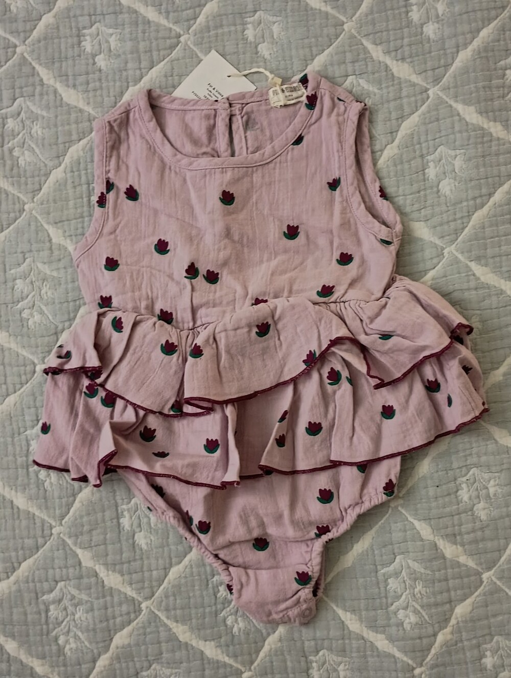 Fin &:Vince Purple Tulips Bodysuit 18-24 Months NWT